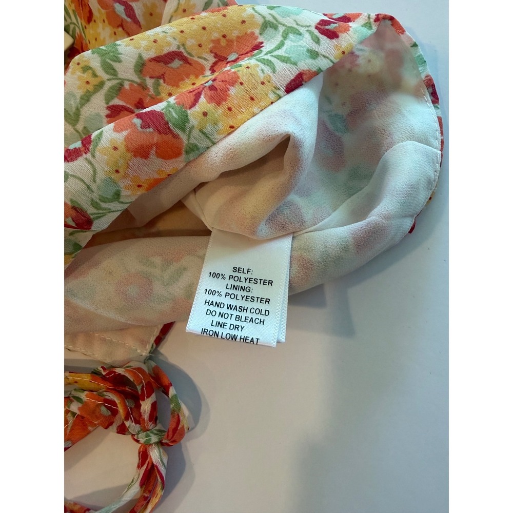 Promesa Floral Puff Sleeve Crop Top Sweetheart Neck Open Back S New - Picture 7 of 7